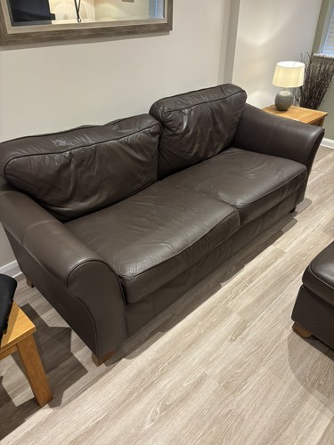 Brown leather abbey 3 4 - m&s,