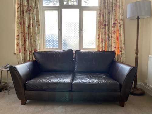 Brown leather seat sofa - m&s, 2-seat