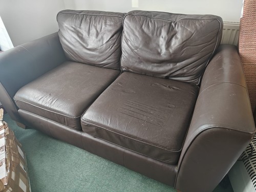 Brown leather sofa seater - brown, 2
