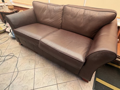 Brown leather sofa 2 3 - m&s,