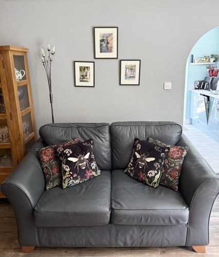 Grey leather piece - m&s, sofa