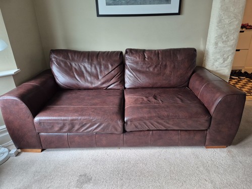Seater brown leather sofa - seater,
