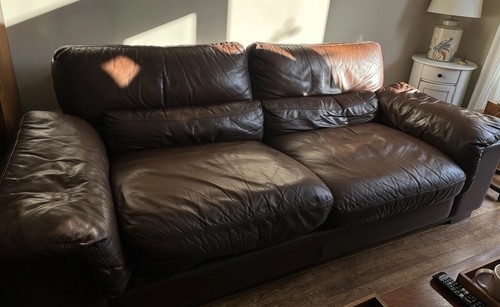 Large brown leather seater - large, 3