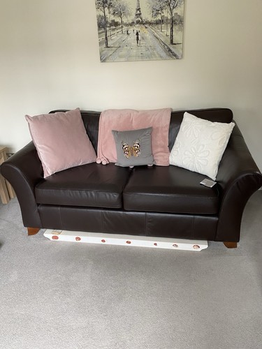 Brown leather sofa abbey - m&s,