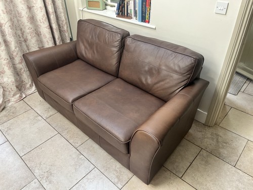 Brown leather seat sofa - leather, 2-seat